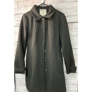 Allegra K Womens Black‎ Wool Blend Coat Button Front Collar Size M